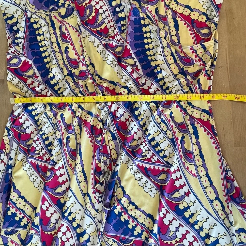 NWOT Nikki Poulos Maxi Dress 1X Plus Sleeveless V-Neck Paisley Floral Multicolor - Picture 9 of 10